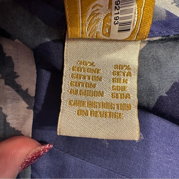 Herion Italy Sheer Blue White Diagonal Striped Tunic Blouse Size 40 (US 10) - Picture 5 of 7